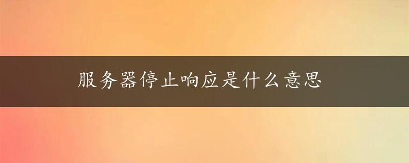 服务器停止响应是什么意思