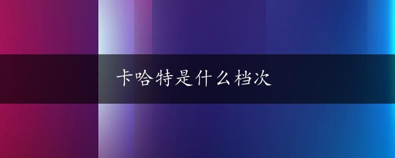 卡哈特是什么档次