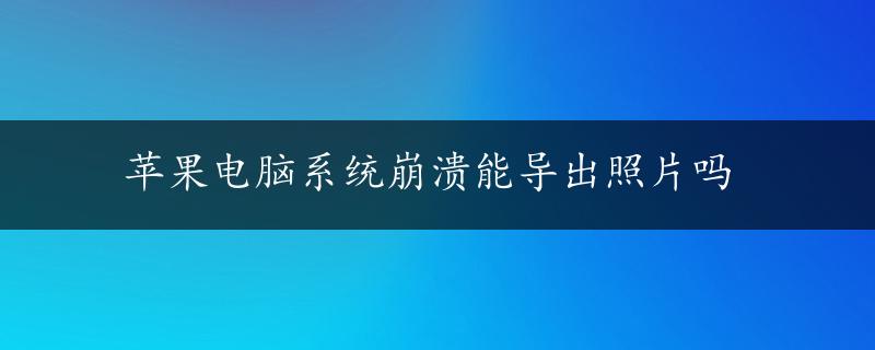 苹果电脑系统崩溃能导出照片吗