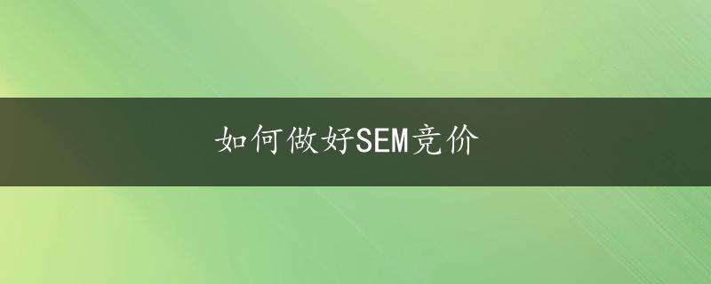 如何做好SEM竞价