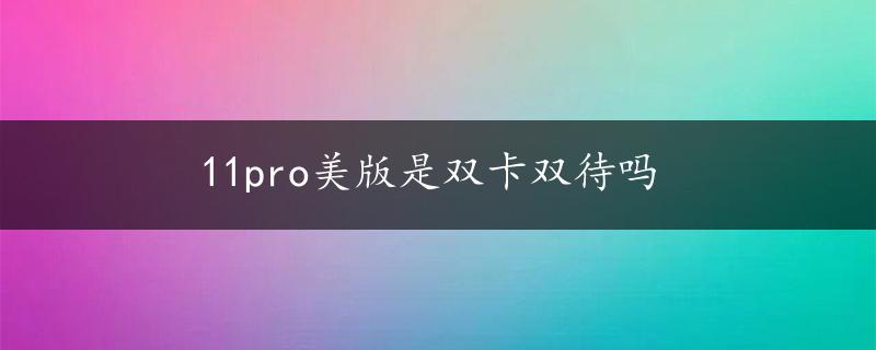 11pro美版是双卡双待吗