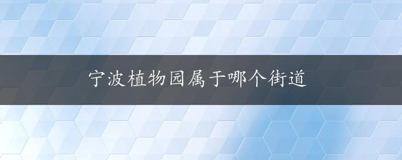 宁波植物园属于哪个街道