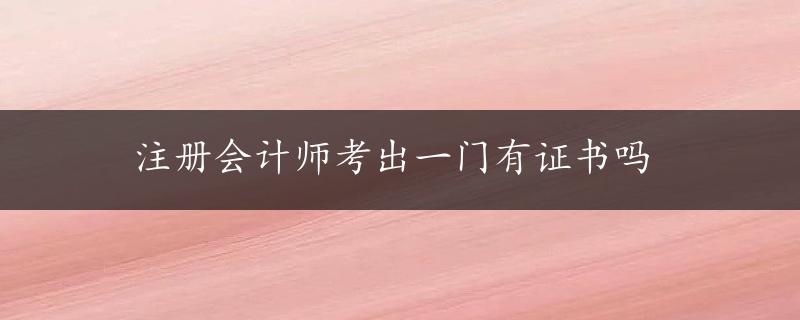 注册会计师考出一门有证书吗