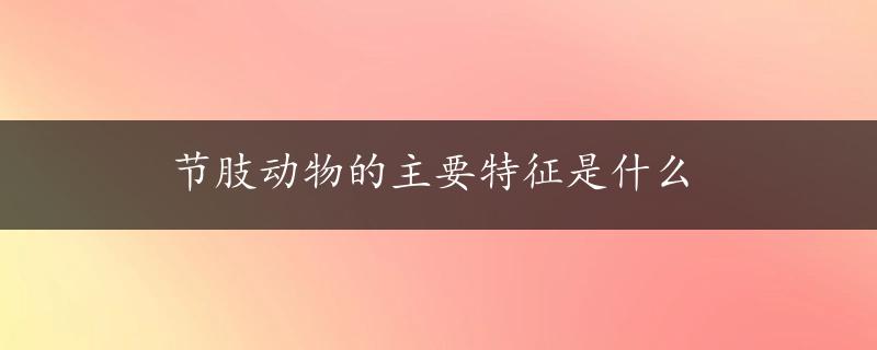 节肢动物的主要特征是什么