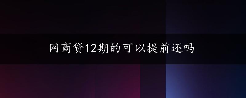 网商贷12期的可以提前还吗