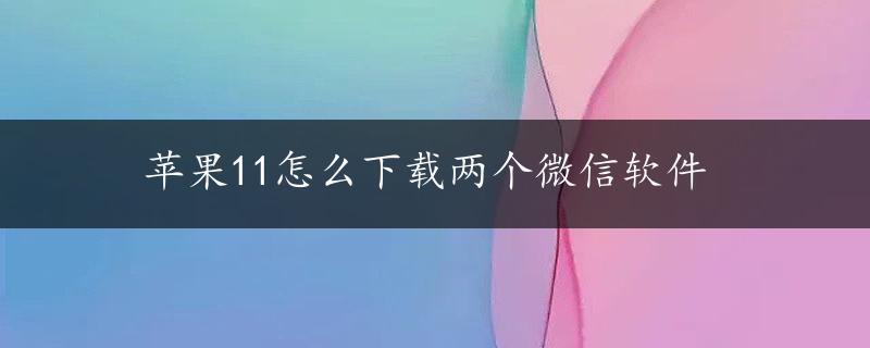 苹果11怎么下载两个微信软件