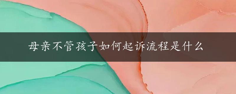 母亲不管孩子如何起诉流程是什么