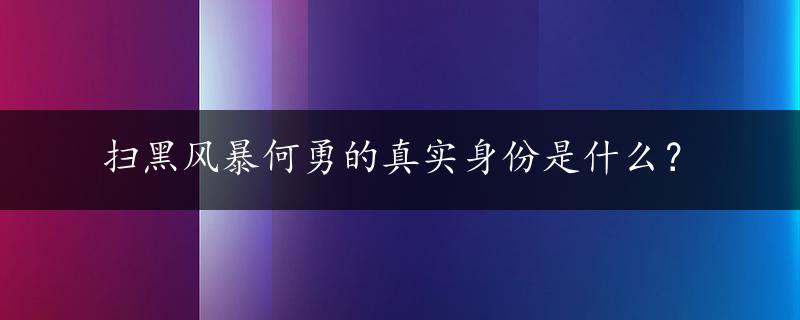 扫黑风暴何勇的真实身份是什么？