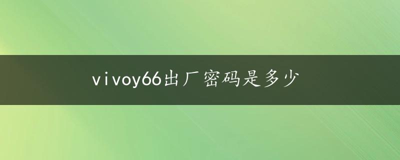 vivoy66出厂密码是多少