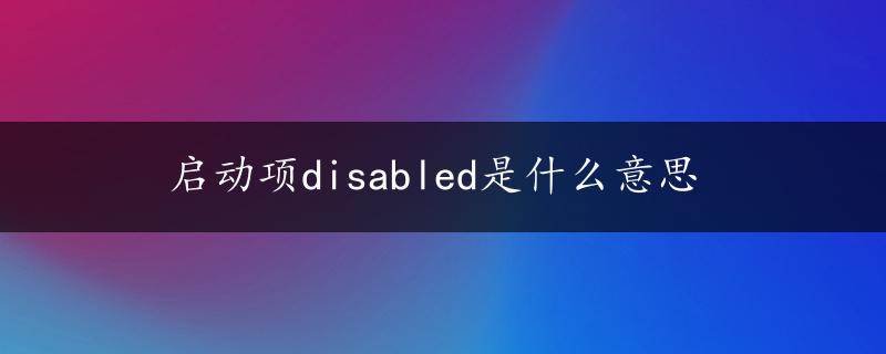 启动项disabled是什么意思