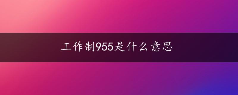 工作制955是什么意思