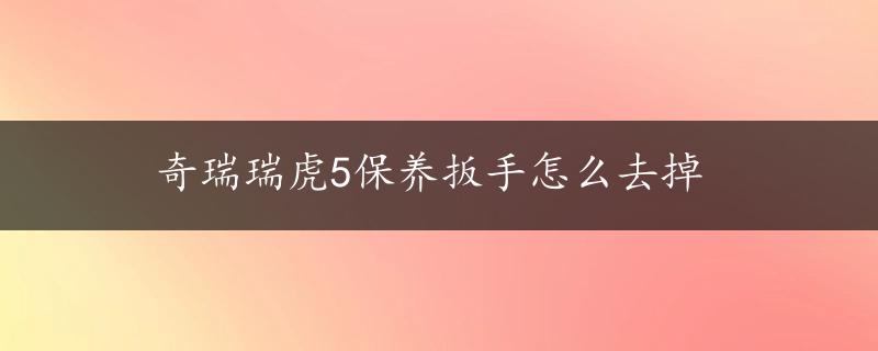 奇瑞瑞虎5保养扳手怎么去掉