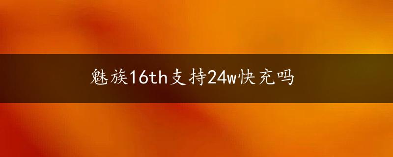 魅族16th支持24w快充吗