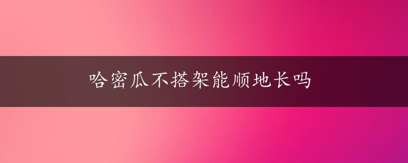 哈密瓜不搭架能顺地长吗