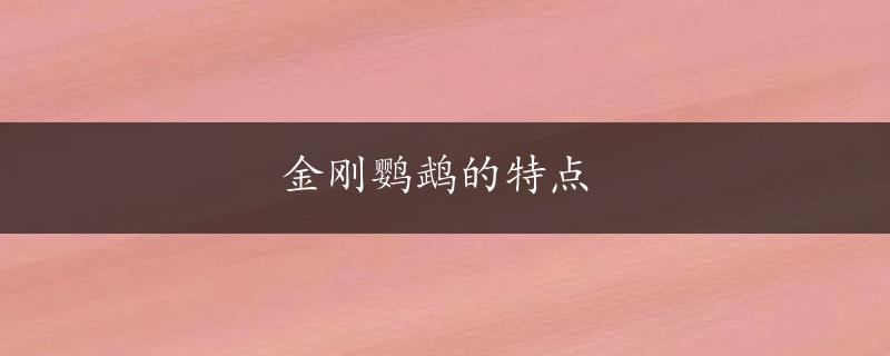 金刚鹦鹉的特点