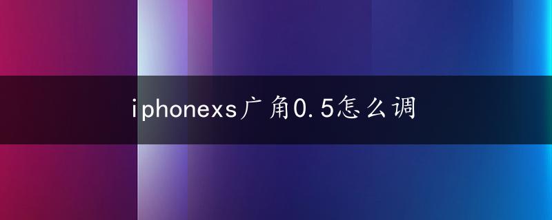 iphonexs广角0.5怎么调