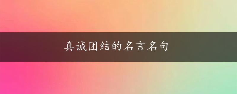 真诚团结的名言名句