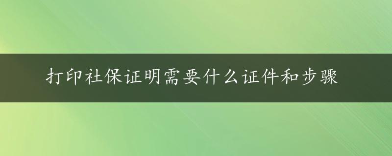 打印社保证明需要什么证件和步骤