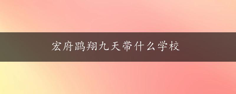 宏府鹍翔九天带什么学校