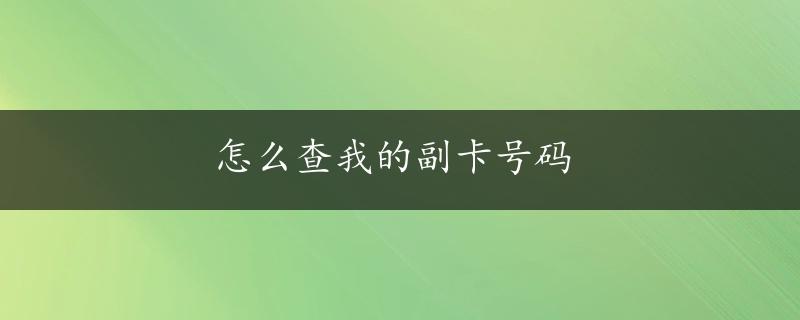 怎么查我的副卡号码