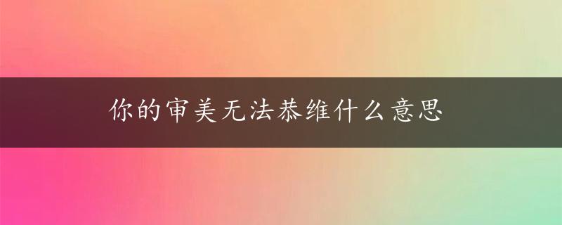 你的审美无法恭维什么意思