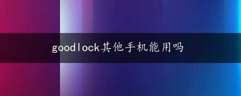 goodlock其他手机能用吗