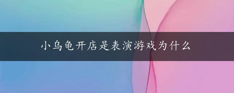 小乌龟开店是表演游戏为什么