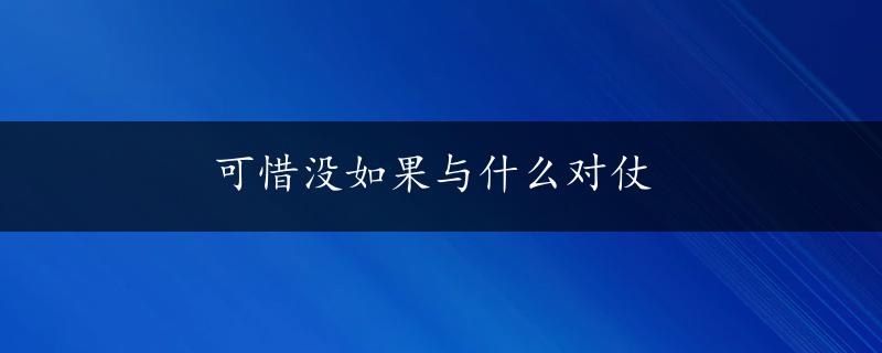 可惜没如果与什么对仗