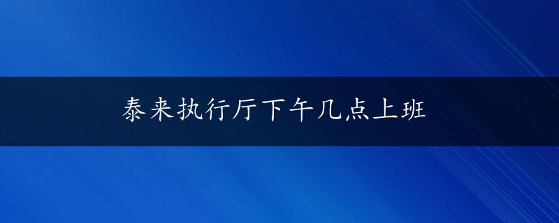 泰来执行厅下午几点上班