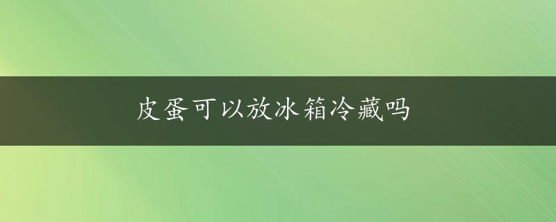 皮蛋可以放冰箱冷藏吗