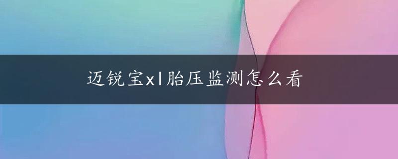 迈锐宝xl胎压监测怎么看