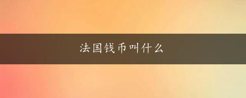 法国钱币叫什么