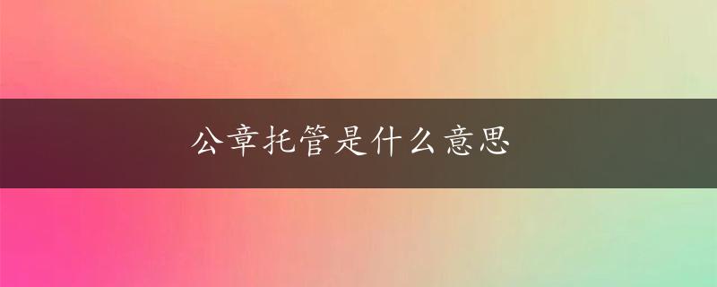 公章托管是什么意思