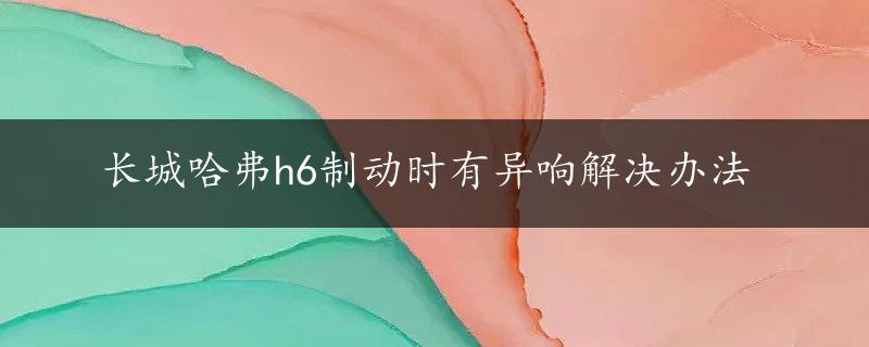 长城哈弗h6制动时有异响解决办法