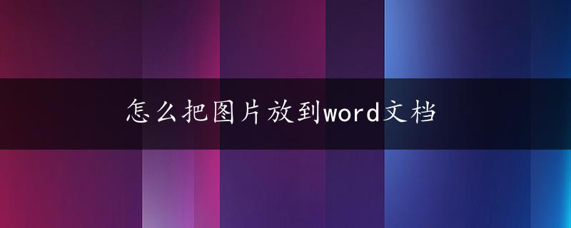 怎么把图片放到word文档