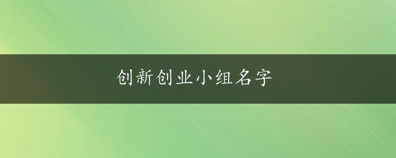 创新创业小组名字