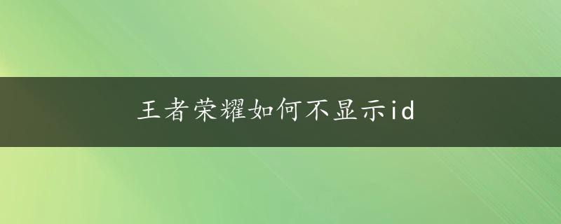 王者荣耀如何不显示id