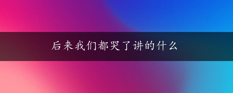 后来我们都哭了讲的什么