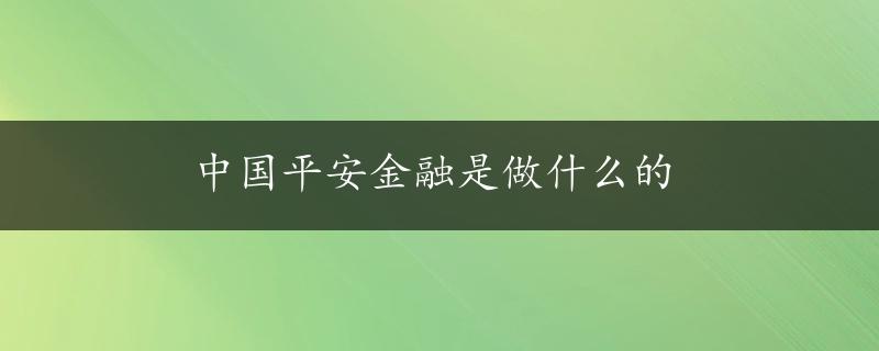 中国平安金融是做什么的