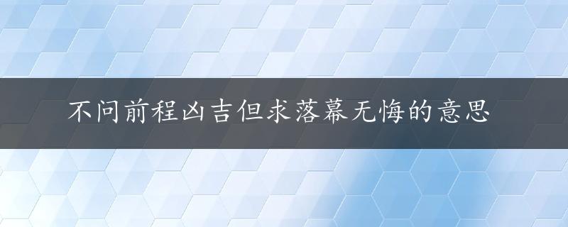 不问前程凶吉但求落幕无悔的意思