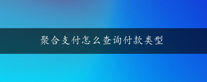 聚合支付怎么查询付款类型