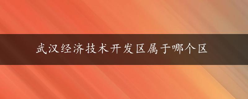 武汉经济技术开发区属于哪个区