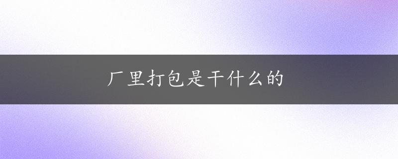 厂里打包是干什么的