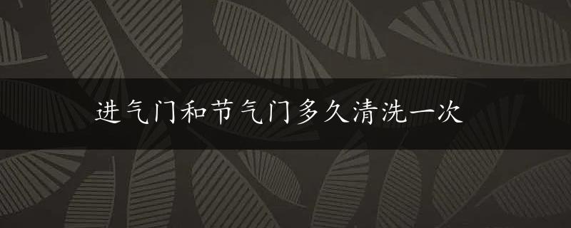 进气门和节气门多久清洗一次