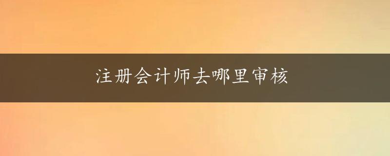 注册会计师去哪里审核