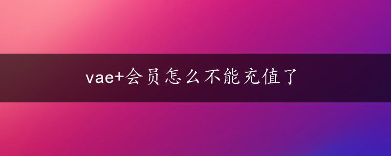 vae+会员怎么不能充值了