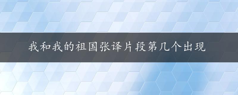 我和我的祖国张译片段第几个出现