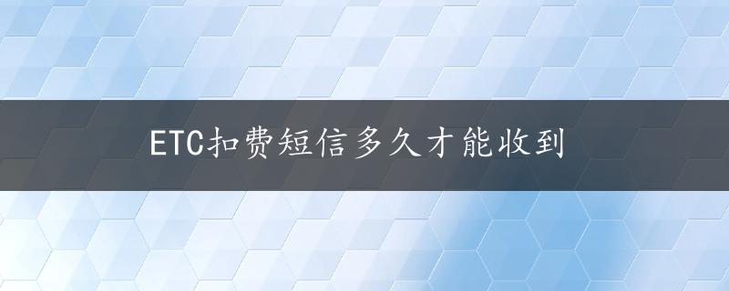 ETC扣费短信多久才能收到