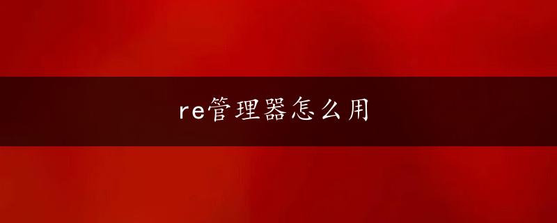 re管理器怎么用