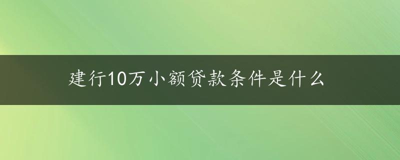 建行10万小额贷款条件是什么